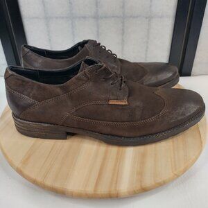 Clarks Derby Wing Tip Leather Casual Comfort Shoe Brown Men US 12M